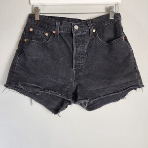 Levis 501 Womens Black High Rise Button Fly Cut-off Shorts-Size 29